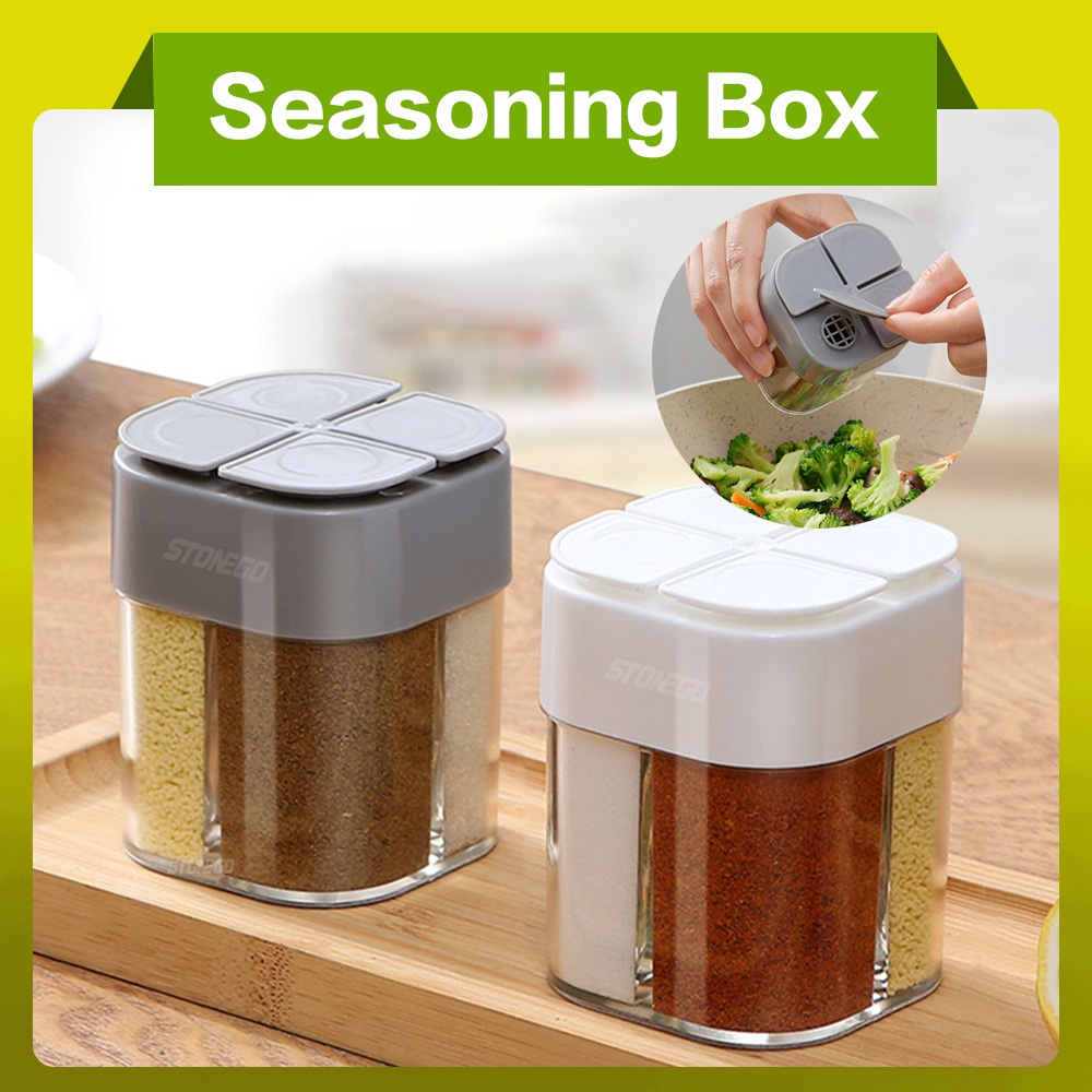 Camping Cooking Container - Distributeur d'épices 4-en-1 en plastique avec
